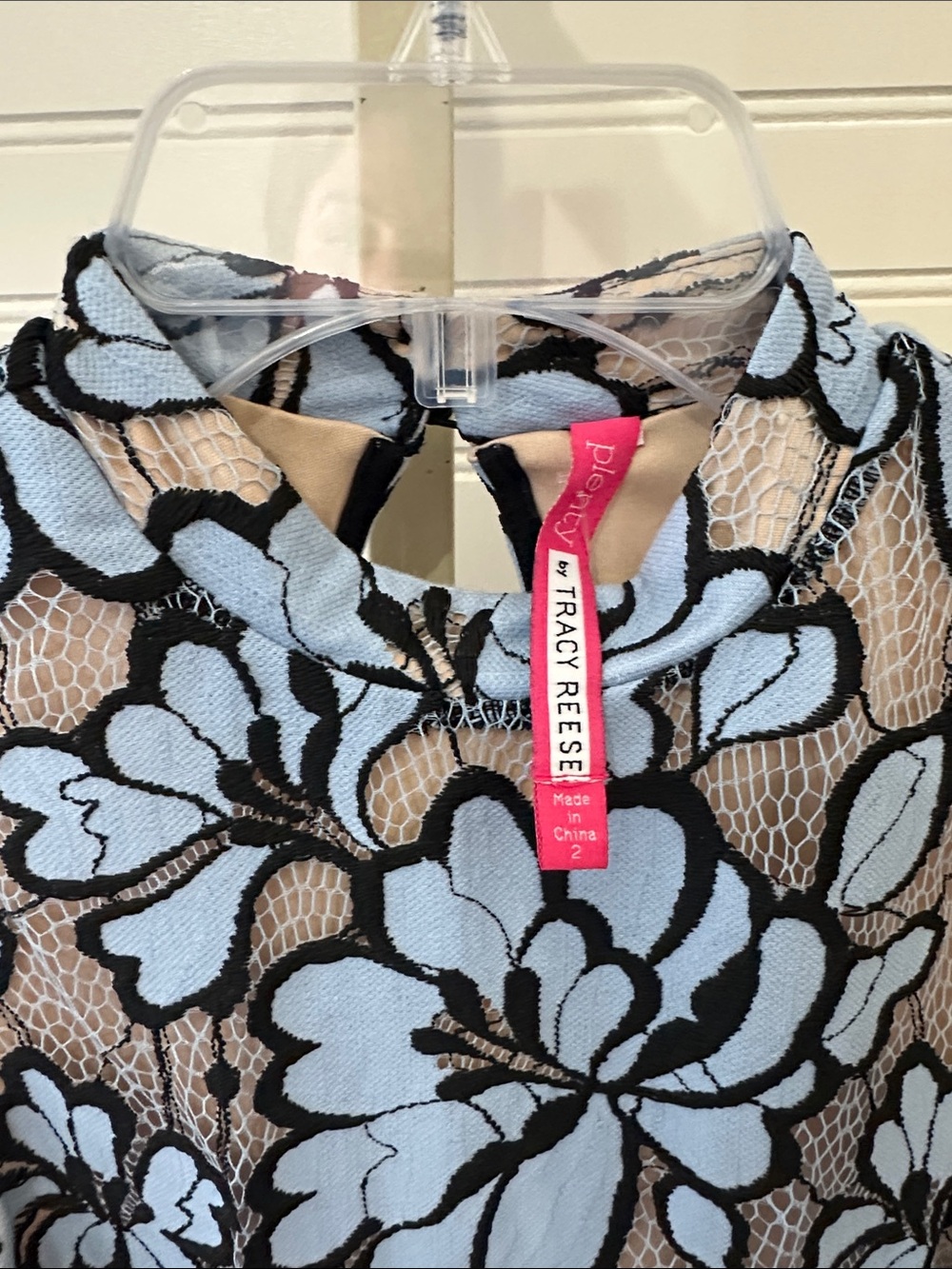 Plenty by Tracy Reese Blue and Black Floral Lace Strapless Dress 2